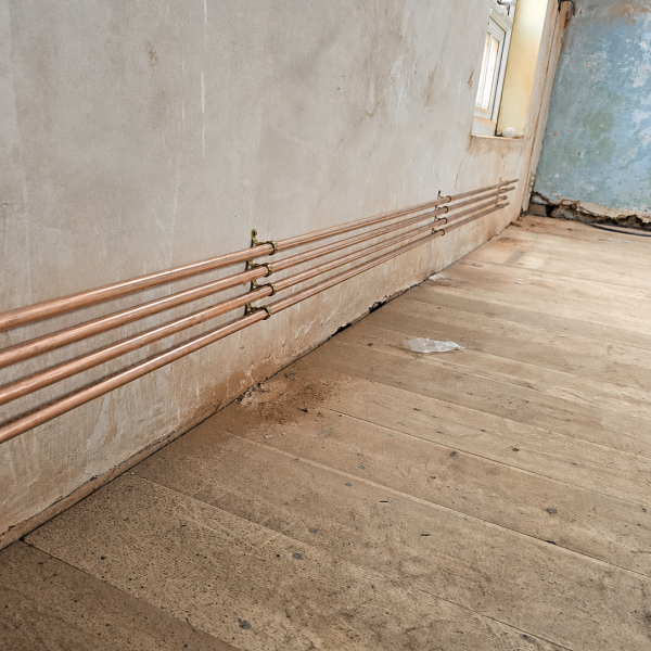 Pipe run for full central heating installation